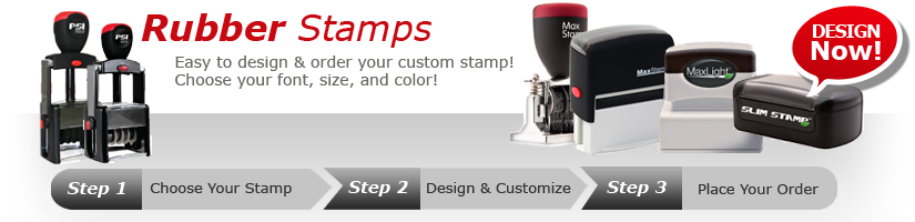 Order your custom rubber stamp today from A to Z Rubber stamps. Create your own custom stamp with custom text, logo or upload your own artwork. Fast shipping